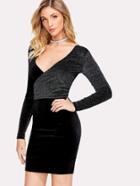 Shein Surplice Velvet Glitter Dress