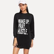 Shein Letter Print Sweatshirt Dress