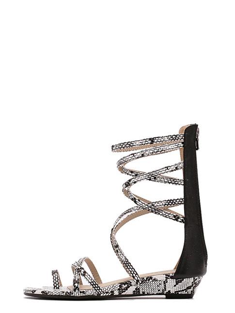 Shein White Snakeskin Toe-ring Gladiator Sandals