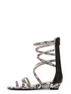 Shein White Snakeskin Toe-ring Gladiator Sandals
