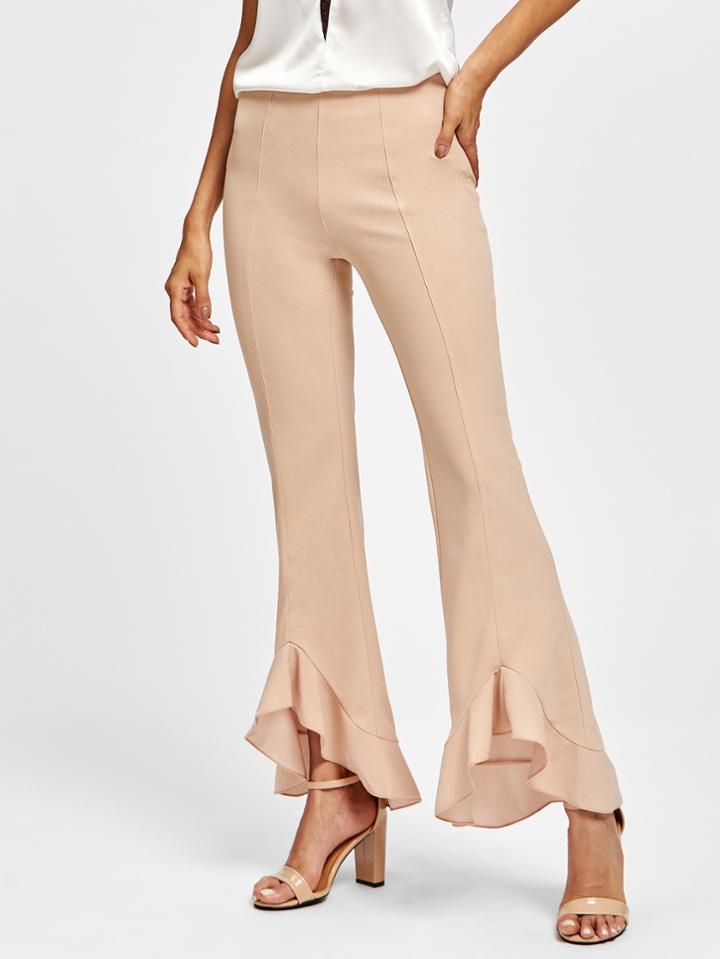 Shein Frill Trim Stepped Hem Pants