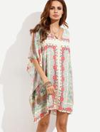 Shein Multicolor Print V Neck Asymmetrical Dress