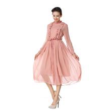 Shein Ruffle Contrast Self Tie Chiffon Dress