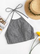 Shein Bow Back Gingham Halter Top