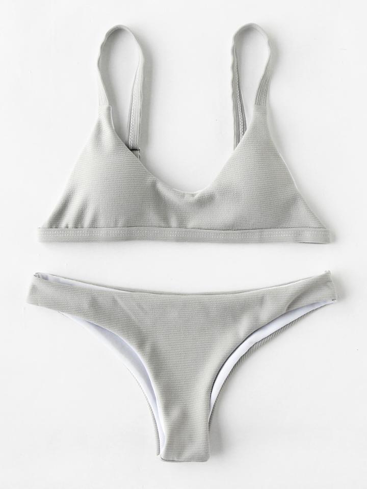 Shein High Leg Textured Bikini Set