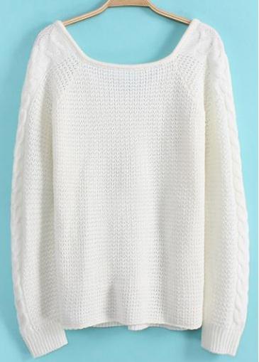 Rosewe Brief Round Neck Long Sleeve Knitting Wool Sweaters