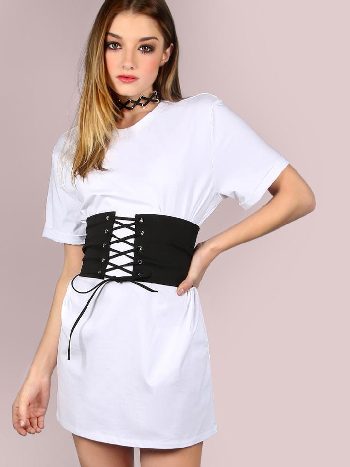 Shein Belted Corset Shirt Dress