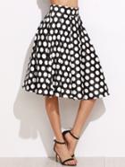 Shein Black Polka Dot Print Box Pleated Skirt