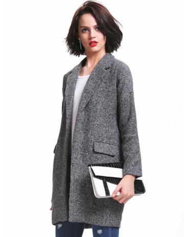 Shein Grey Long Sleeve Notch Lapel Pockets Coat