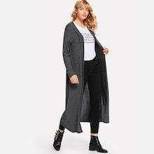 Shein Open Front Hooded Knit Coat