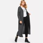 Shein Open Front Hooded Knit Coat