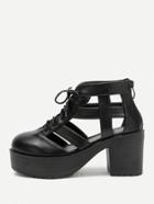 Shein Caged Design Lace Up Platform Heeled Shoes