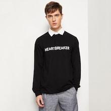 Shein Men Letter Print Contrast Collar T-shirt