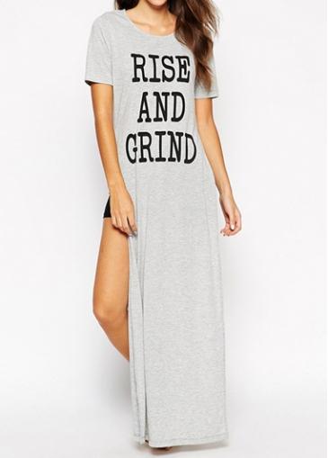 Rosewe Short Sleeve Light Grey Long T Shirt