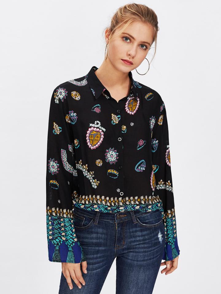 Shein Graphic Print Blouse