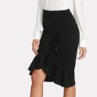Shein Asymmetrical Ruffle Hem Wrap Skirt