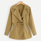 Shein Drawstring Waist Double Button Jackets