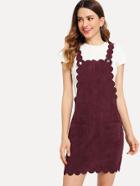 Shein Scallop Trim Pocket Front Corduroy Pinafore Dress