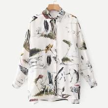 Shein Ink Painting Print Blouse