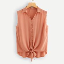 Shein Plus Asymmetrical Knot Collar Button Vest
