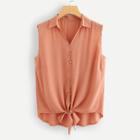 Shein Plus Asymmetrical Knot Collar Button Vest