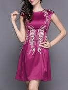 Shein Purple Round Neck Sleeveless Floral Print Dress