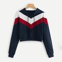 Shein Chevron Print Hooded Sweatshirt