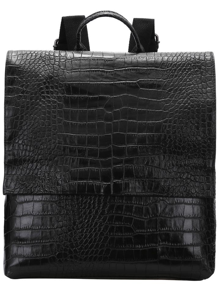 Shein Black Pu Crocodile Backpacks