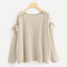 Shein Grommet Lace Up Shoulder Jumper