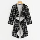 Shein Waterfall Collar Grid Print Coat