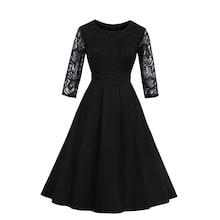 Shein Contrast Lace Flare Dress