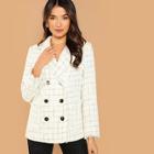 Shein Double Breasted Frayed Tweed Blazer