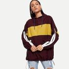 Shein Contrast Striped Hooded Jacket
