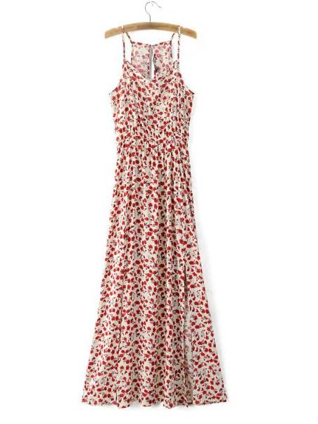 Shein Multicolor V Neck Spaghetti Strap Split Side Dress