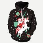 Shein Men Christmas Random Santa Claus Print Hooded Sweatshirt