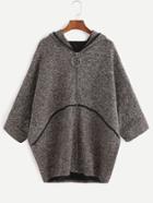 Shein Batwing Sleeve Zipper Up Hooded  Sweater Coat