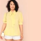 Shein Plus Tie Neck Solid Top