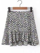 Shein Ditsy Print Ruffle Hem Skirt
