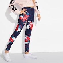 Shein Girls Floral Print Leggings
