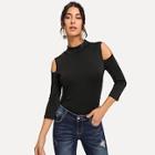 Shein Mock Neck Solid Slim Fitted Top