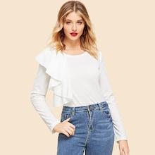 Shein Ruffle Embellished Solid Top