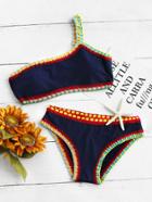 Shein Crochet Trim One Shoulder Bikini Set