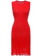 Shein Red Knit Mesh Tassel Sheath Dress