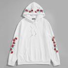 Shein Men Pocket Front Drawstring Floral Hoodie