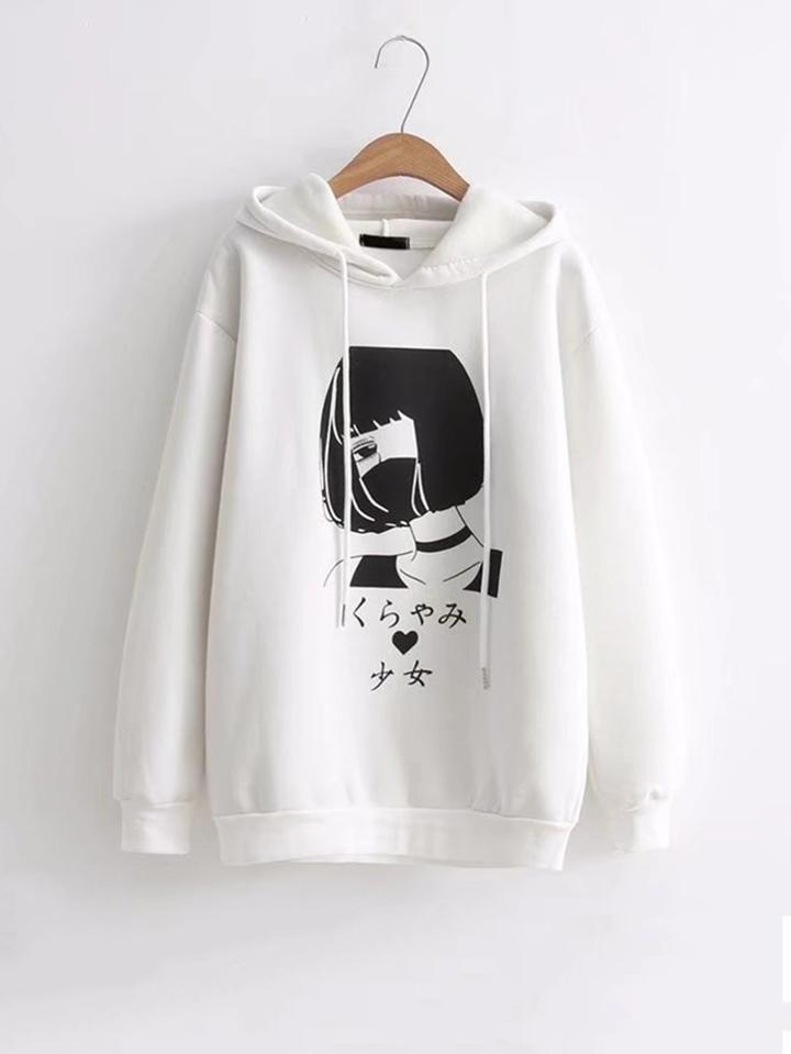 Shein Girl Print Hoodie