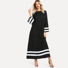 Shein Bell Sleeve Color Block Hijab Dress