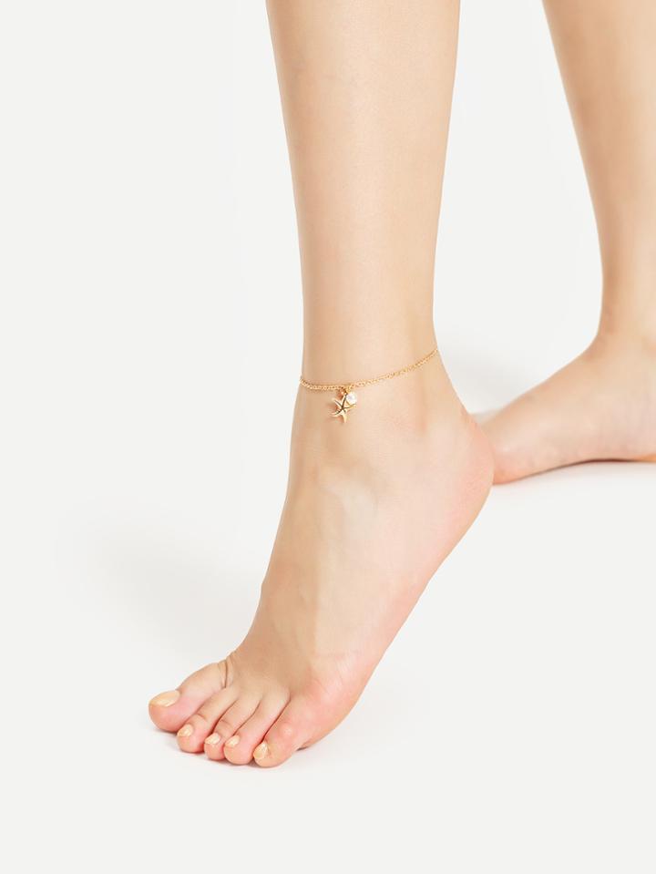Shein Star & Faux Pearl Anklet