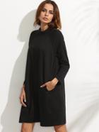 Shein Black Ribbed Raglan Sleeve Sweatshirt Dress