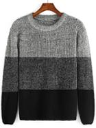 Shein Colour-block Round Neck Knit Loose Sweater