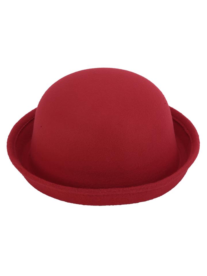 Shein Red Vintage Felt Bowler Hat